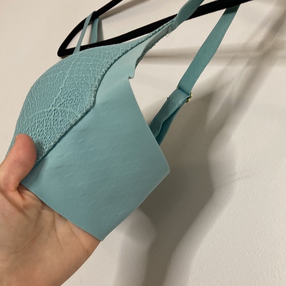 Knix Wingwoman Bra Size 2 36A Seafoam Blue Green Lace Wireless Comfy Pretty - Picture 8 of 10